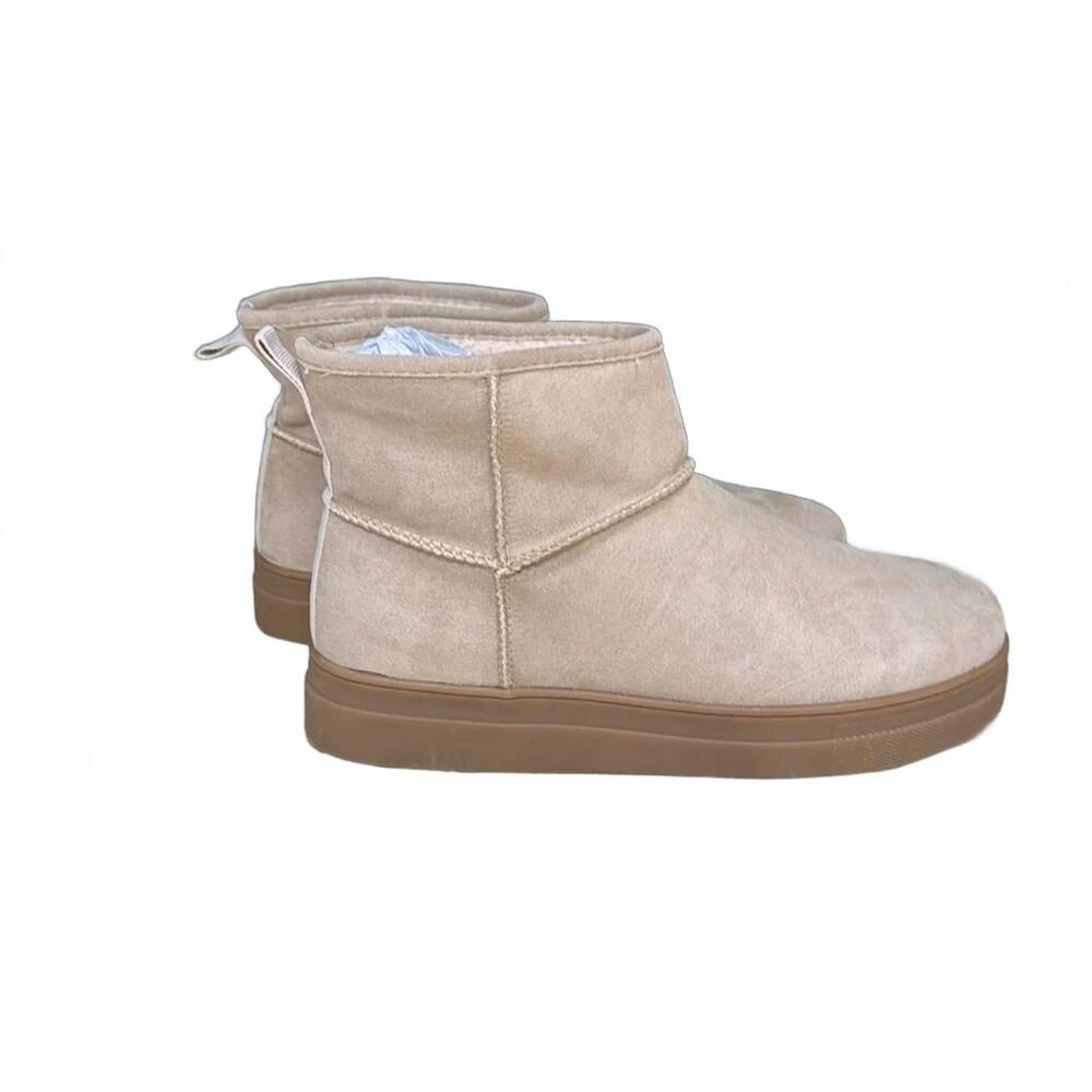 NEW MIA SHOES women's faux suede platform booties in tan